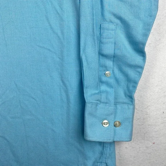 Michael Kors Men's Size 14.5 Blue Non Iron Long Sleeve Button Down‎ Dress Shirt - Picture 2 of 10